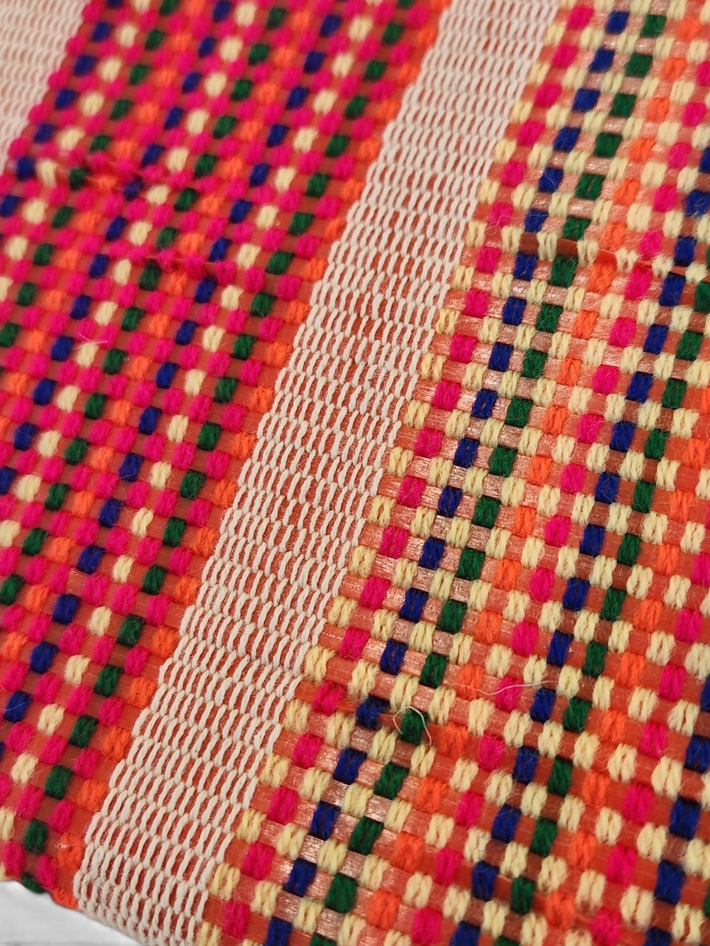 Mersea Red Striped Handwoven Tote with Wooden Handles - Picture 5 of 8